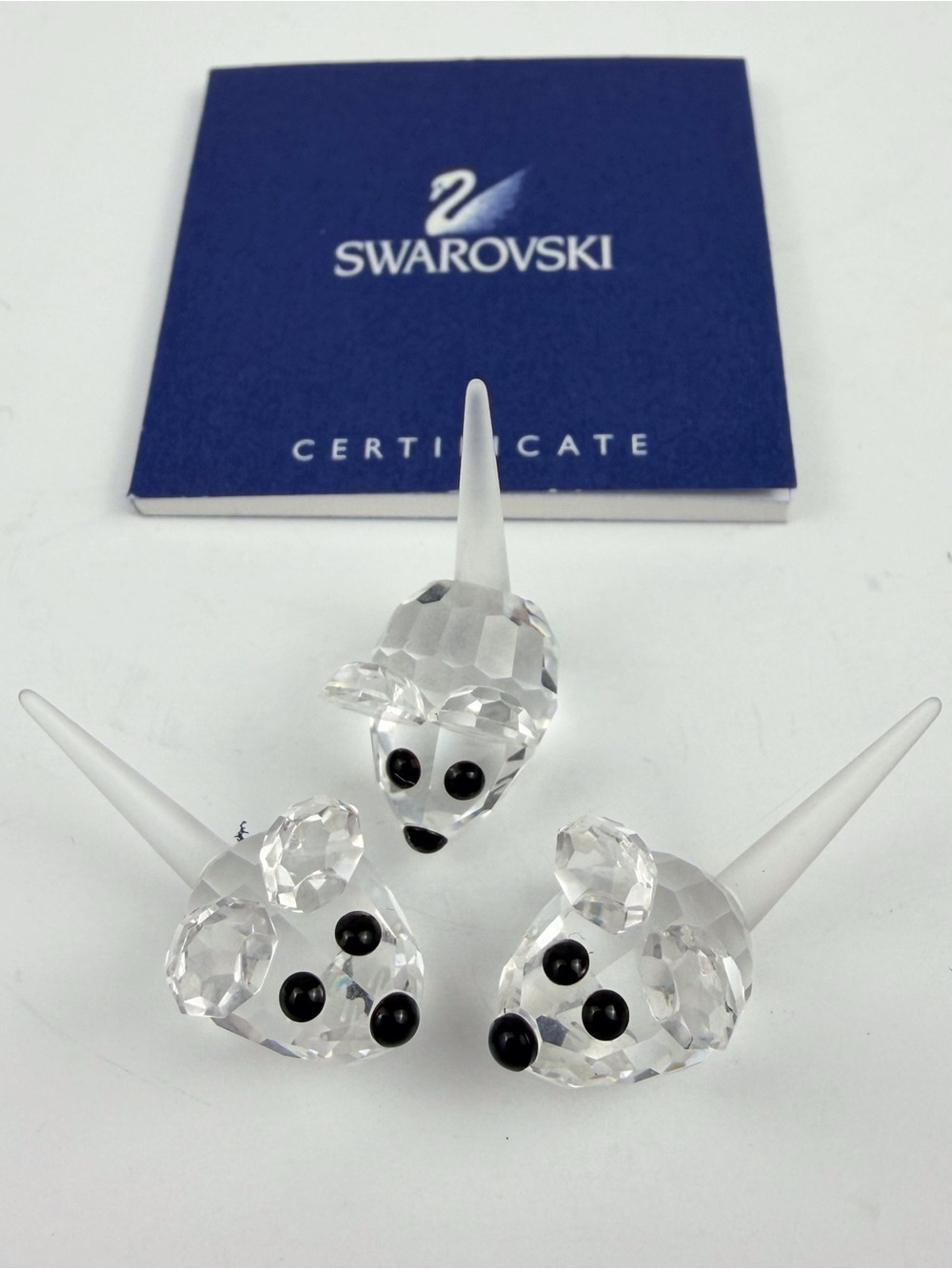 Swarovski Crystal Field Mice Figurines Set of 3 Tiny 1 inch, Austria w Box